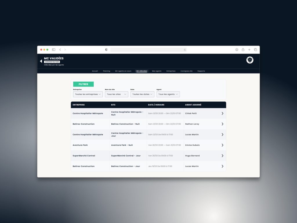 Logiciel pour dirigeant agence sécurité privée - MC TRACKER