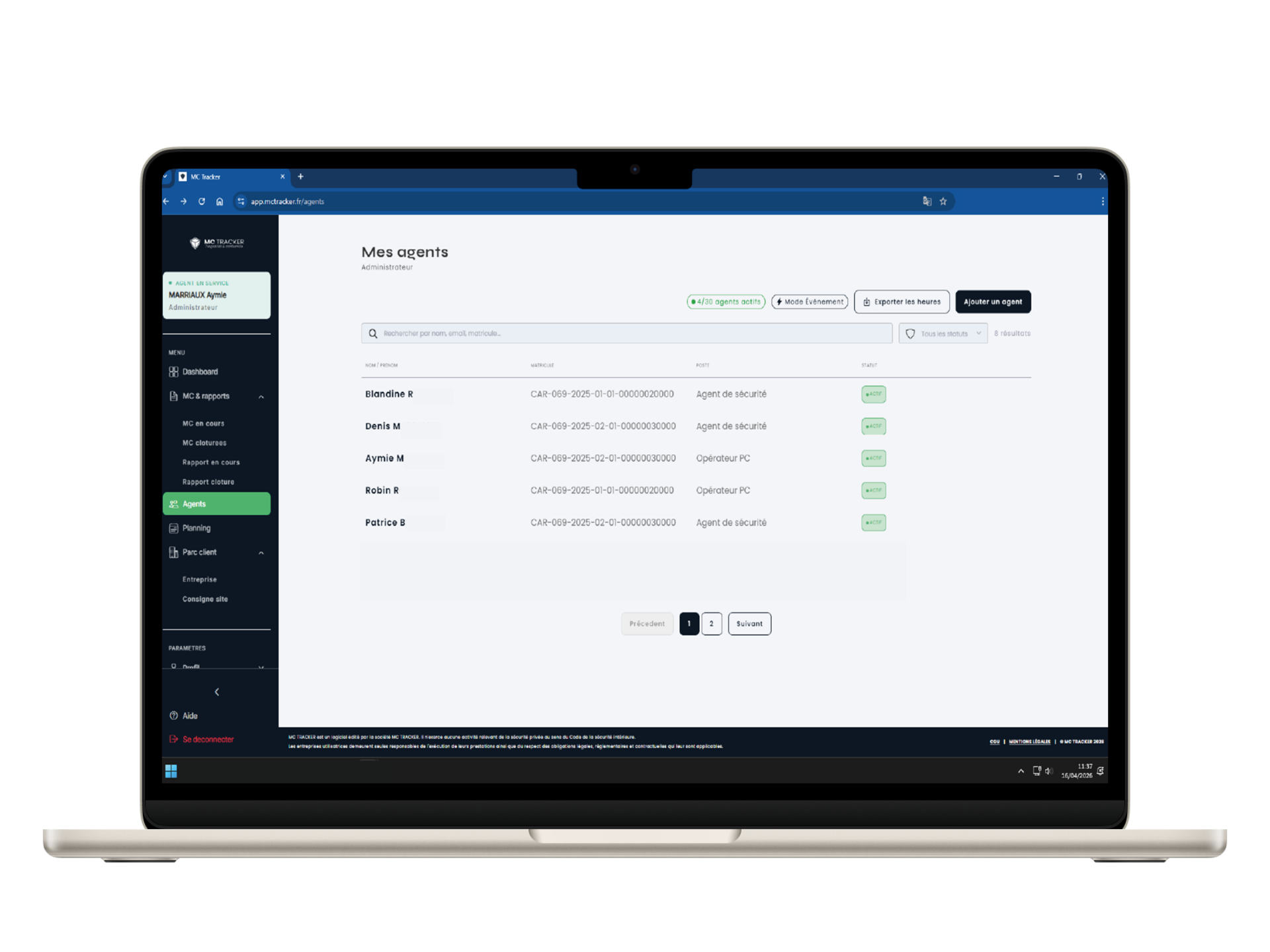La gestion des agents de sécurité privée centralisée conforme et sans tableau Excel MC TRACKER