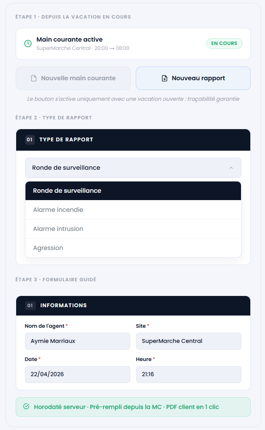 Rapport d'intervention sécurité privée numérique- MC TRACKER