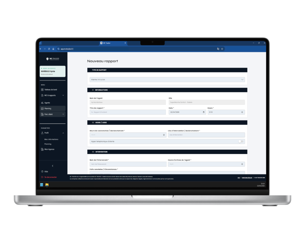 Rapports sécurité privée - MC TRACKER